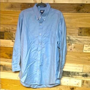 Lands' End Size 17-33 Blue Long Sleeve Traditional Fit Button Down Shirt